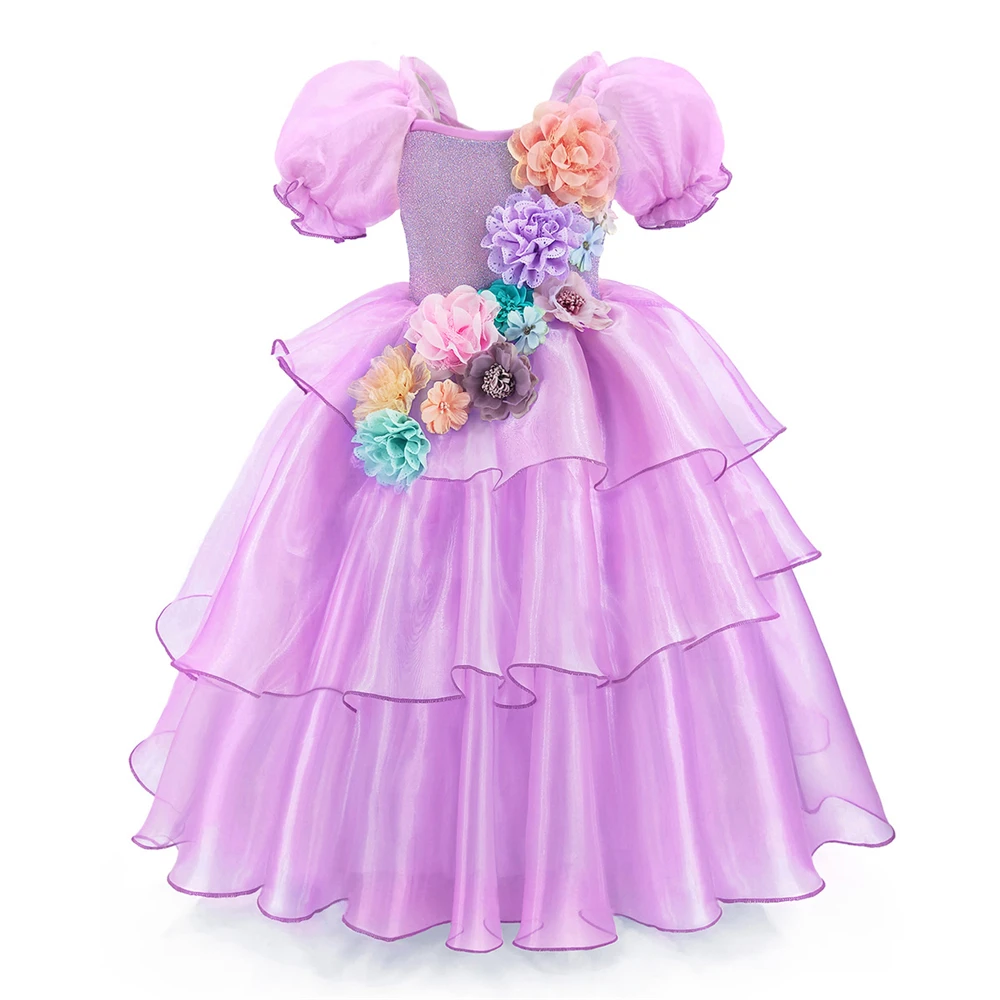 Halloween Encanto Child Isabela Dress Purple Pink Princess Dresses Birthday Wedding Party Girls Floral Gorgeous Luxury Ball Gown