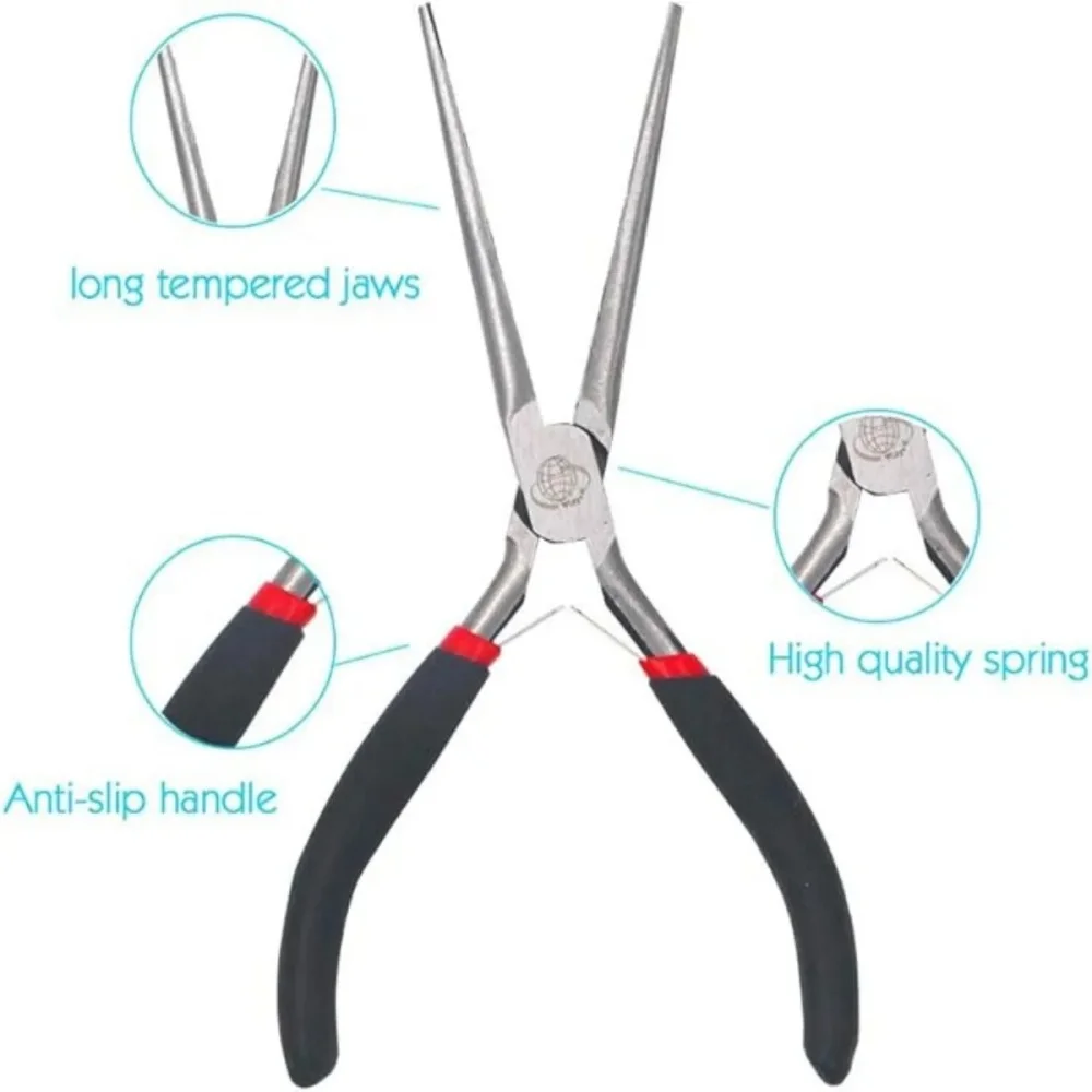 1pc Long Nose Plier Needle Repair Hand Tool Precision Anti-slip Handle Long Nose Plier Multi Tool Household DIY Handcraft Repair