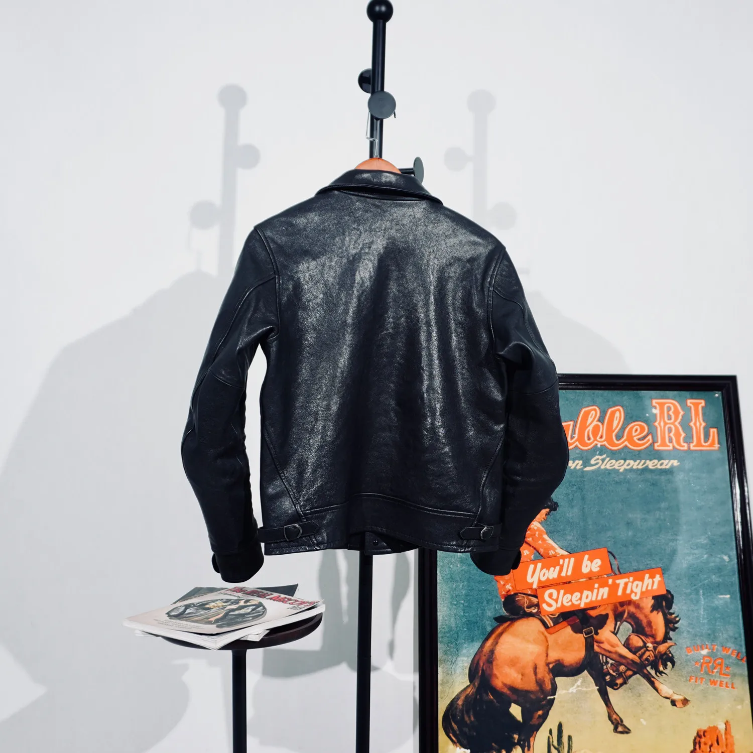 Tailor Brando Heavy Wash Vegetable Tanned Lambskin Men's Highland Barley Collar Vintage Genuine Leather Jacket