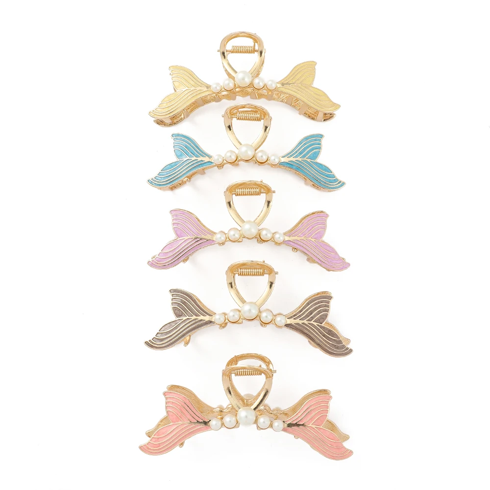 Mermaid Tail Hair Claws Clip Korean Hair Clips Pearl Hairpin Elegant Shark Clip Hair Accessories for Women Girl Claw Clamp