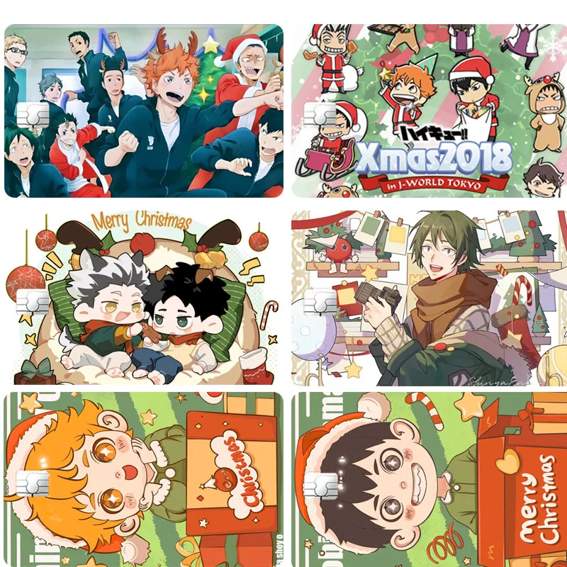 Christmas Haikyuu Card Sticker Creativity Cartoon Figure Decorate Patch Anime Tags Paster Decals Student School Supplies Gift