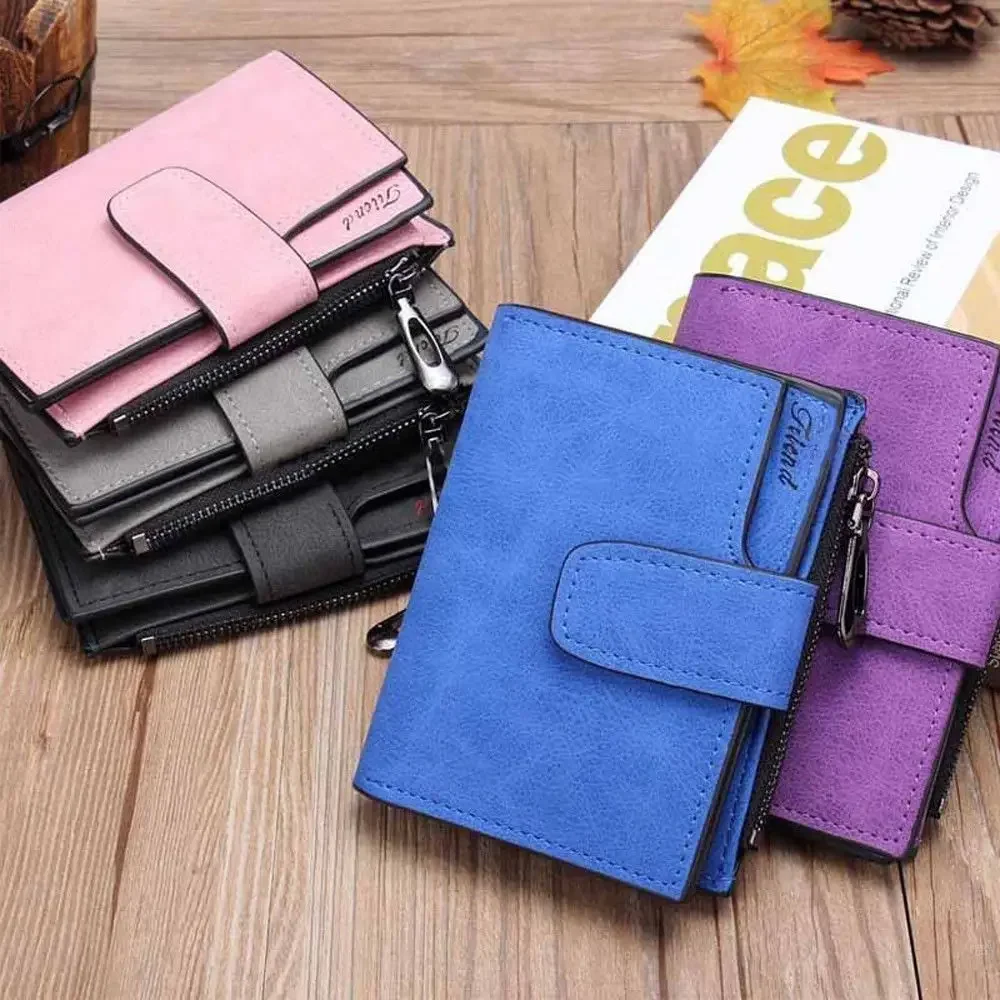 Cartera corta de piel auténtica para mujer, monedero pequeño con cremallera, marca de lujo