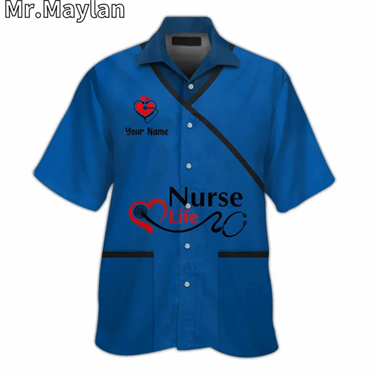 

NURSING TOOLS SHIRTS MEDICAL SCRUBS CLOTHING CUSTOM NURSE TSHIRT 3D Blue Hawaii Shirts Women/Men Shirt Streetwear Oversized 5XL