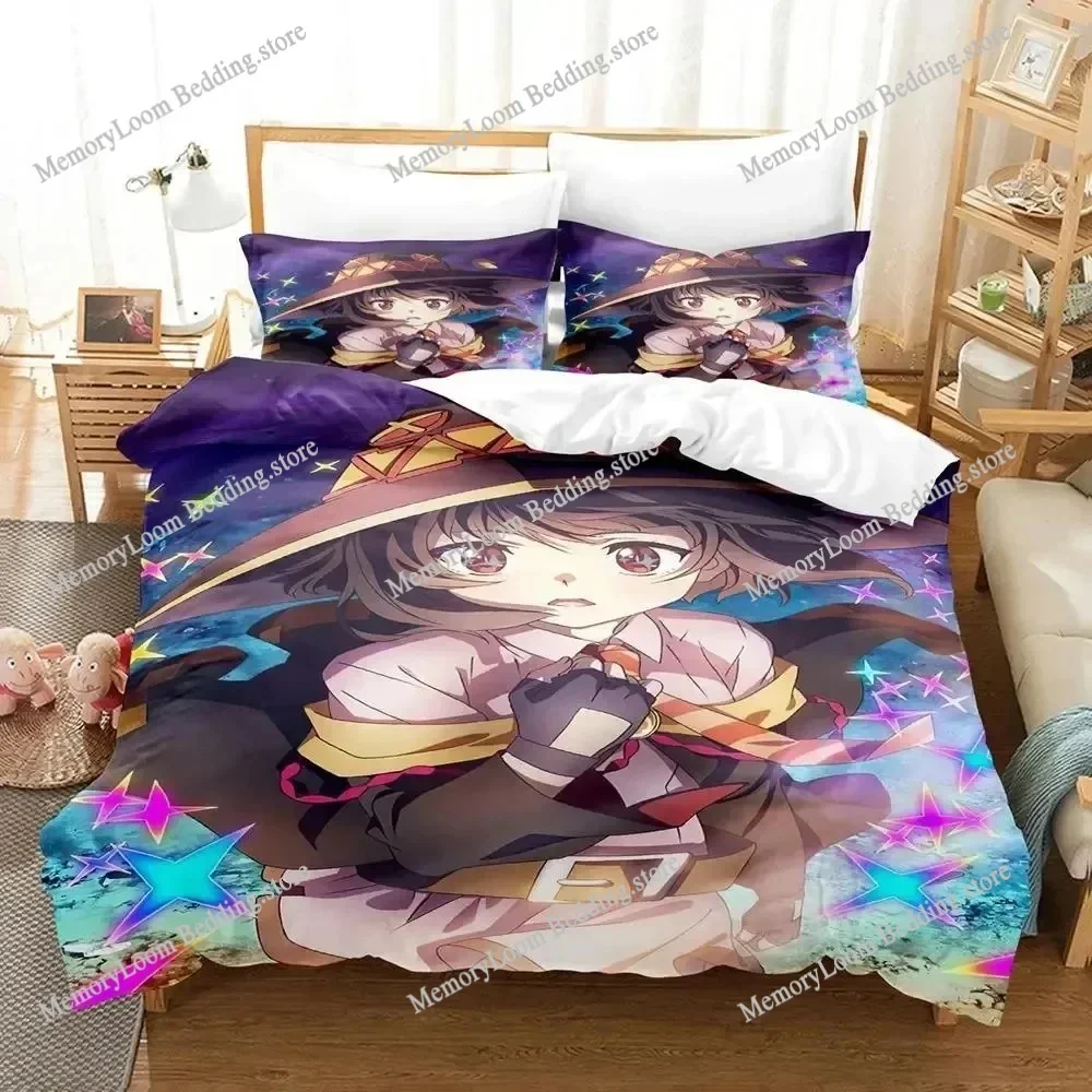 

Vibrant 3D Print Anime KonoSuba Bedding Set: Duvet Cover & Pillowcases, King/Queen Size for Boys & Adult Collectors Luxury Gift