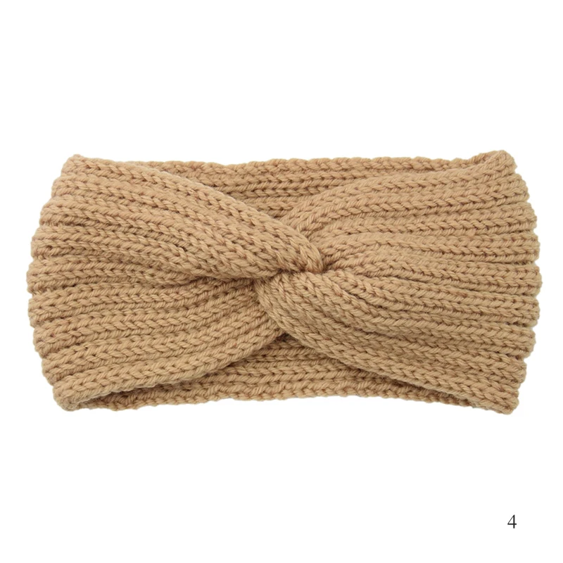 Women Knitted Headband Elastic Twisted Knot Cross Turban Headwrap Autumn Winter Girl\'s Solid Color Hairband Hair Accessories