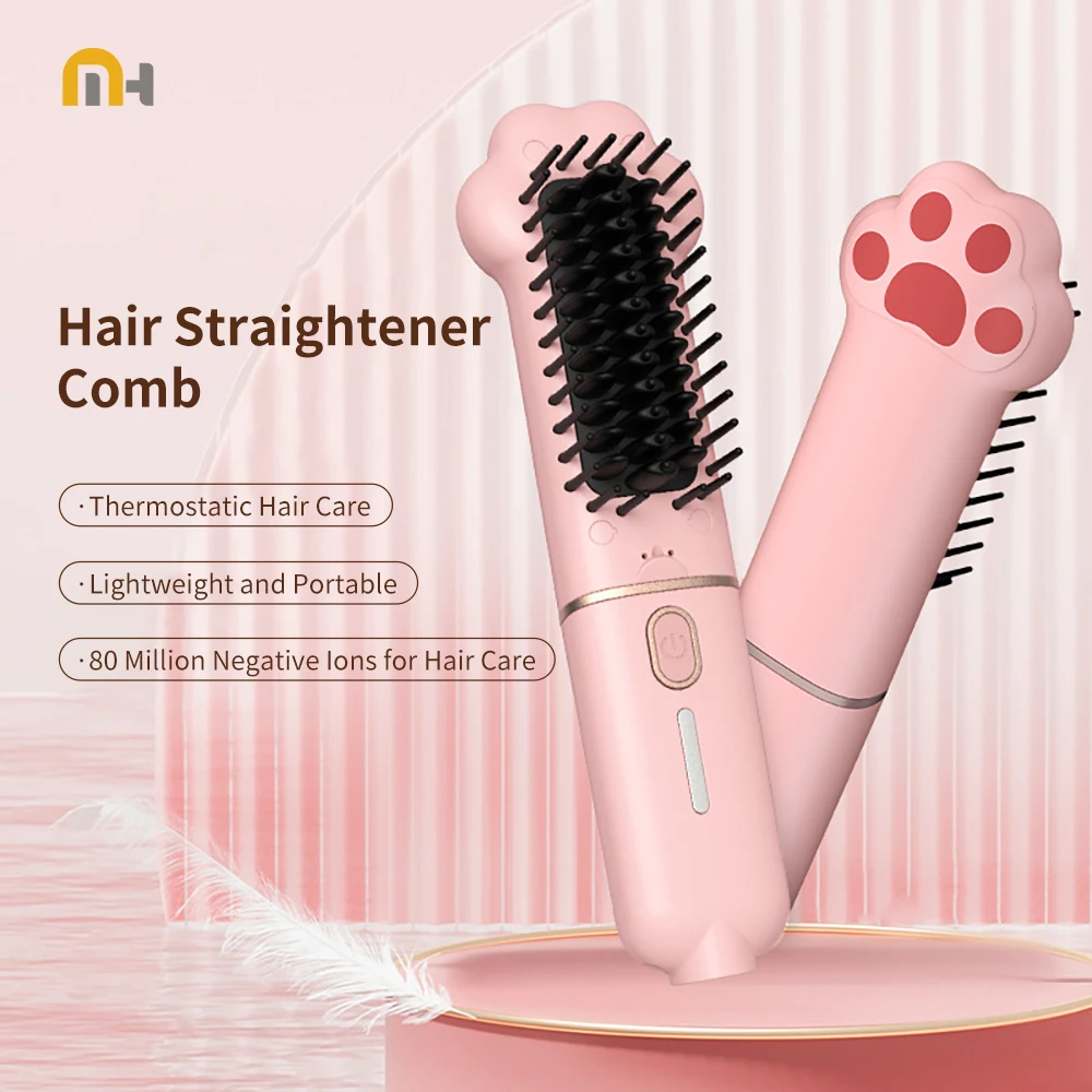 

Hair Straightener Comb Electric Hot Straight Comb Multifunctional Negative Ion Anti-Scalding Styling Tool Straightening Brush