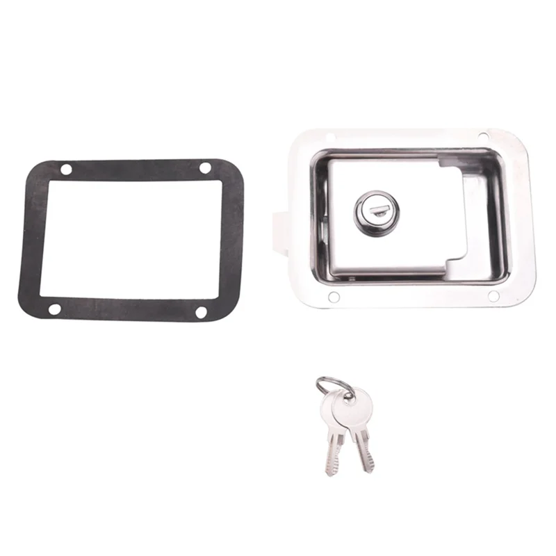

2Set Paddle Slam Latch With Lock Key Travel Trailer Lock RV Door Latch Heavy Duty Flush Mount Handle Latch-ABQA