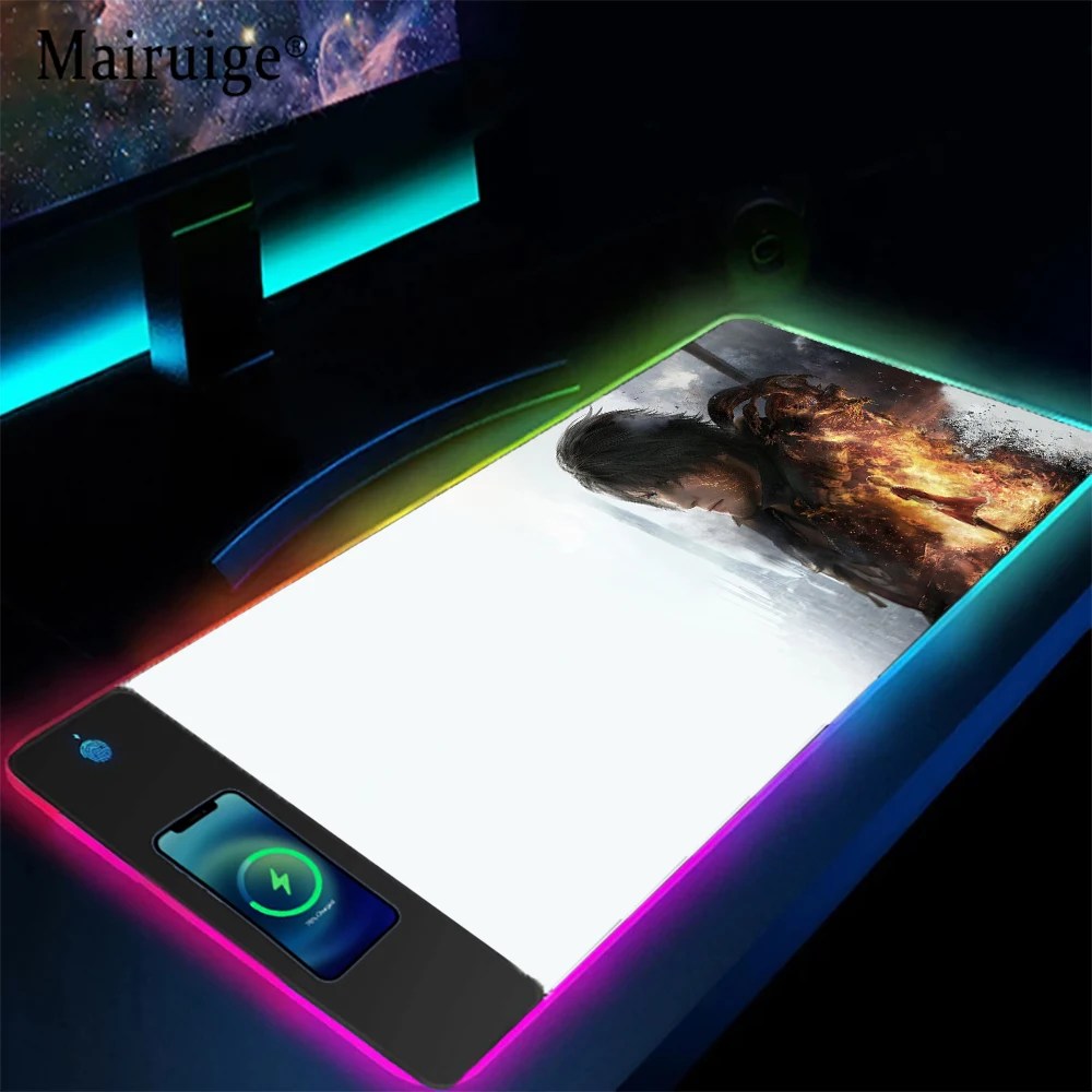 

Wireless Charging Mouse Pad Game Final Fantasy XVI Games Gadgets Office Laptop Accessories Desk Mat Xl Rgb Gaming Pad Tablets