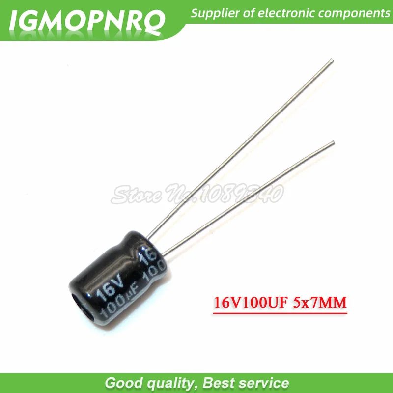 50PCS 16V100UF 5*7mm 100UF 16V 5*7 Aluminum electrolytic capacitor