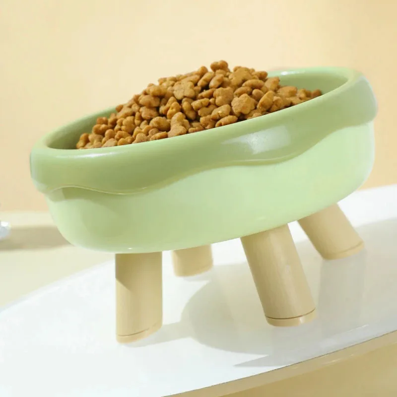 Plastic Donut-shaped 4-corner Anti-neck Spine Cat Bowls With Raised Stand Cat Small Dog Food Water Bowls Nonslip Pet Feeder Bowl