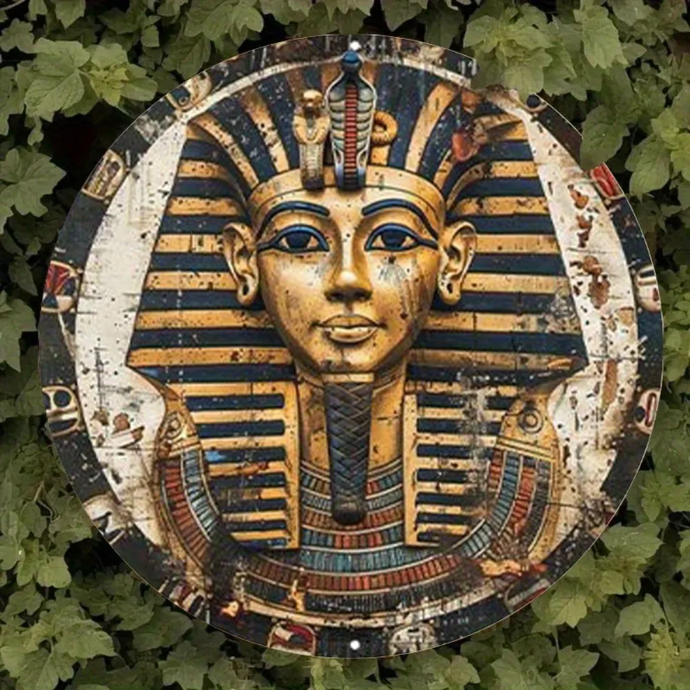 Panneau métallique 2D, Art mural en aluminium Pharaon égyptien pour jardin, bar, restaurant, Décoration vintage pour la maison