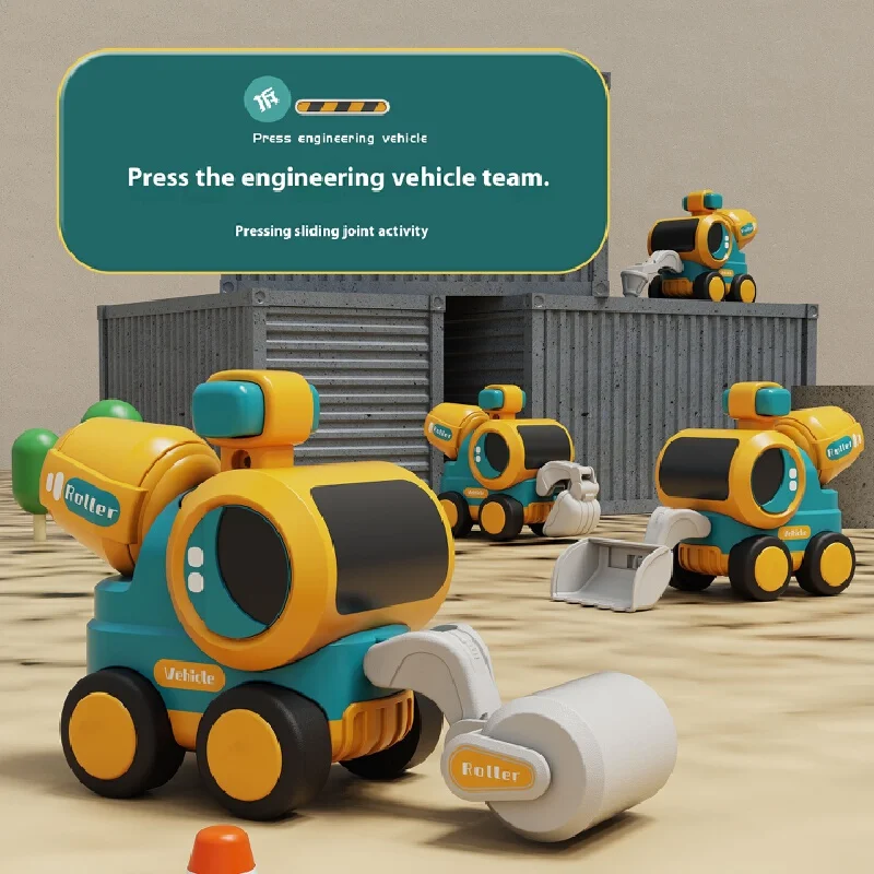 Tik Tok Boom Children'S Press Inertial Pull Back Engineering Car Sliding Boy Excavator Digging Car Model Toy Christmas Gift