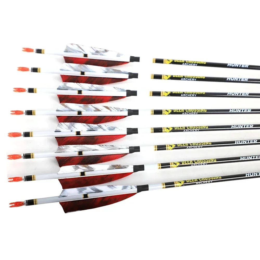 12pcs ID 6.2 Carbon Arrow Spine 340.400 4inch Turkey Feather Archery Bow Hunting Shooting