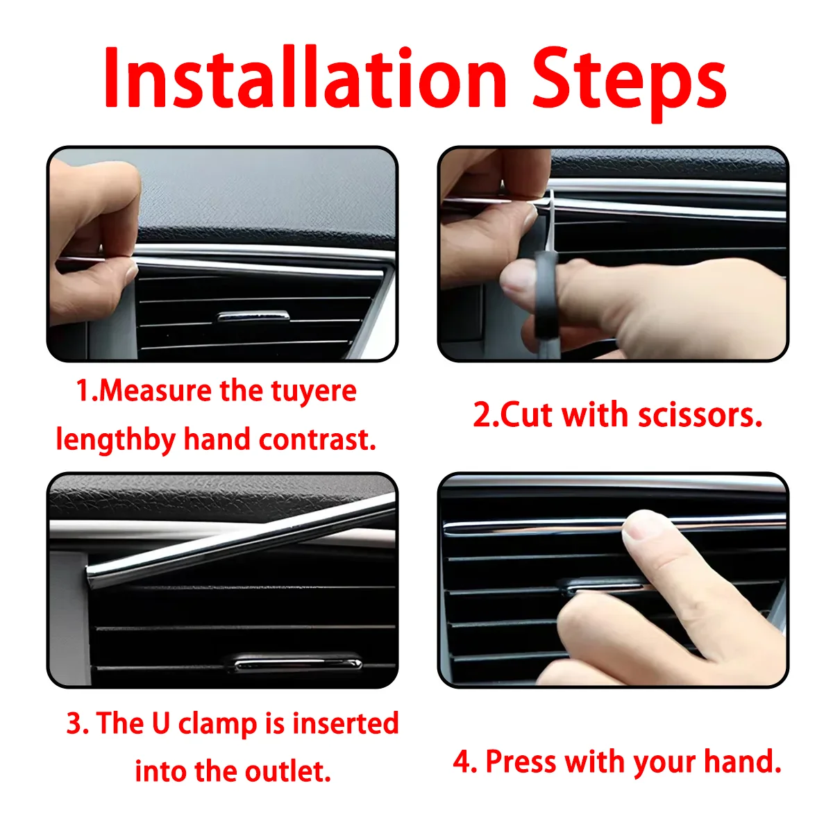 10PCS 20cm Car Air Conditioning Vent Decorative Strips In Five Colors Colorful And Shiny Car Interior Decorative Strips
