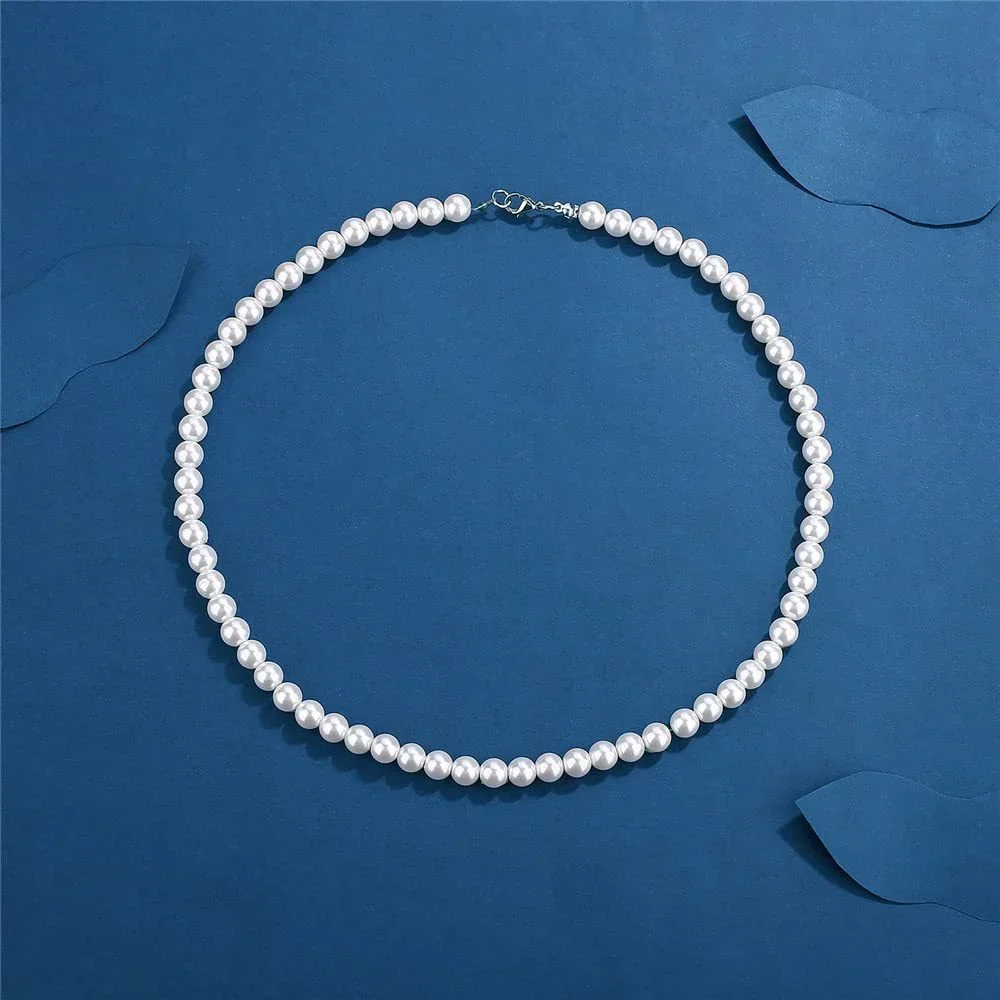 6MM French Retro Men\'s Pearl Chain Necklace Fashion Jewelry Accessories