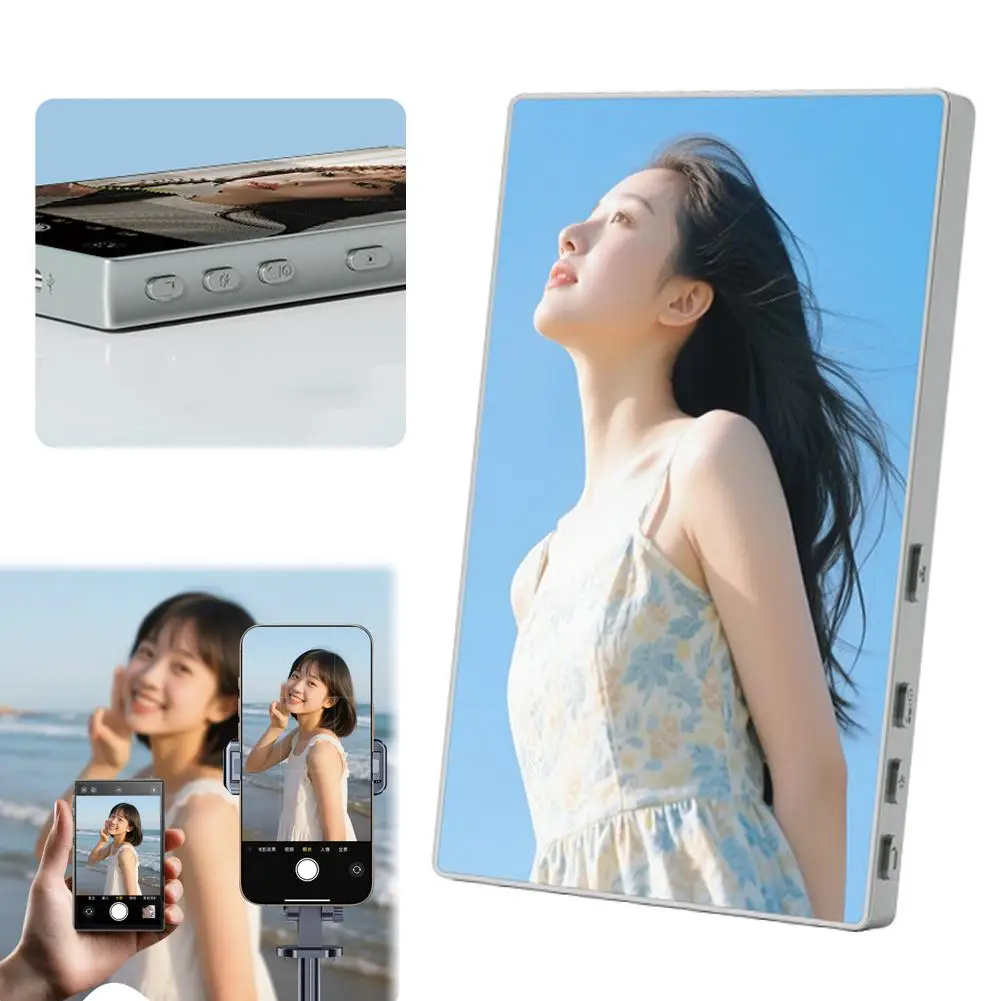 셀카 모니터 스크린, 브이로그 녹화용, 무선 마그네틱 폰 모니터, 후면 카메라 사용, IOS 및 안드로이드 기기용