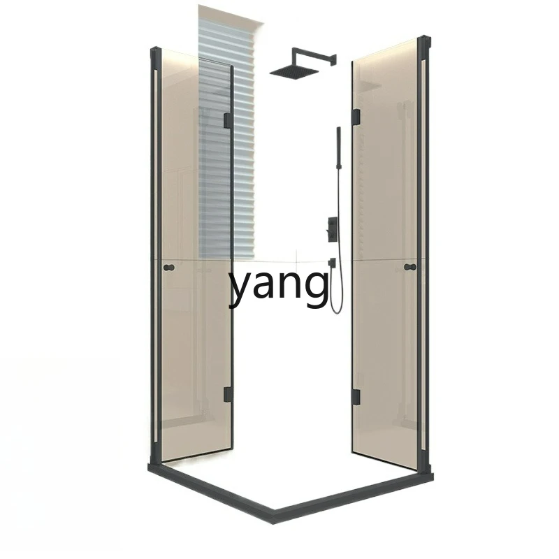 

LTT square angle folding door shower room small apartment simple bathroom glass dry and wet separation