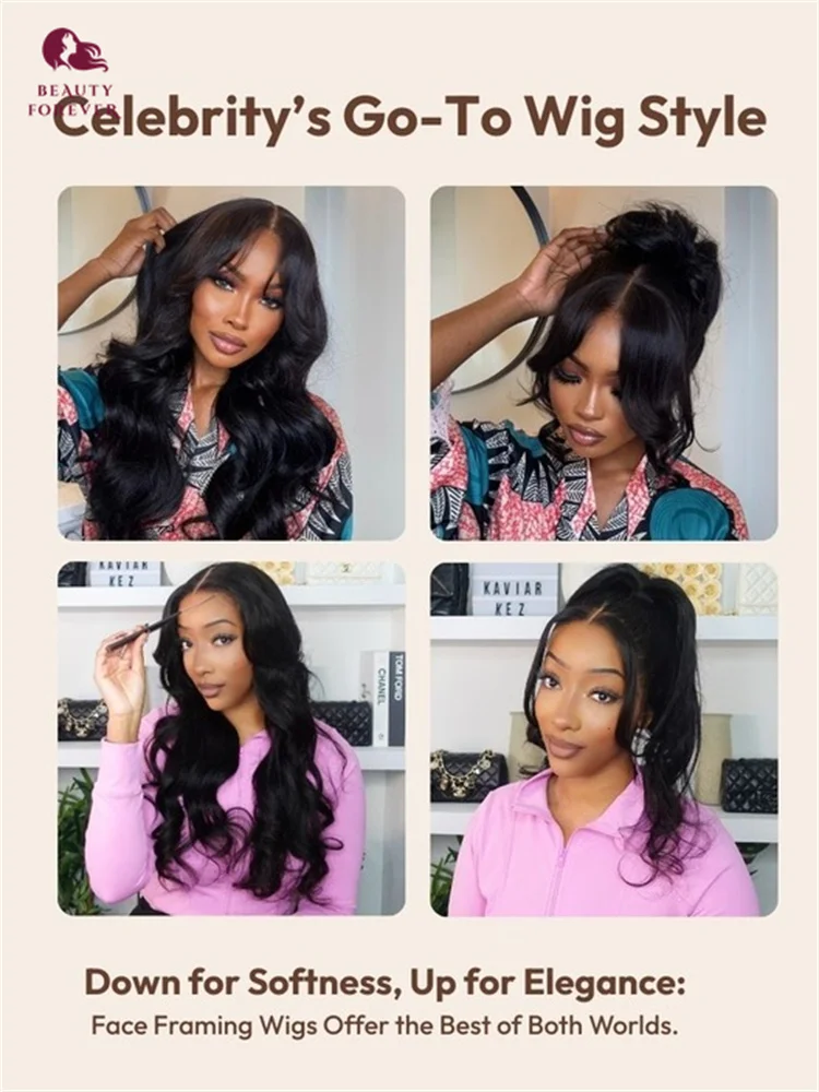 Beautyforever HD فروة الرأس الحقيقية ™ شعر مستعار 13x4 الجلد الدانتيل أمامي فضفاض موجة الستار الانفجارات باروكة من شعر طبيعي مع الرباط Invisi #6