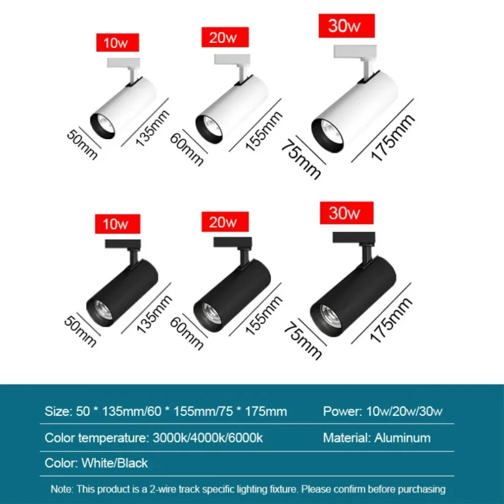 LED أضواء المسارات الأضواء AC175-265V 10 واط 20 واط 30 واط تركيبات COB رقاقة لغرفة المعيشة غرفة المطبخ متجر المنزل إضاءة ديكورية #6