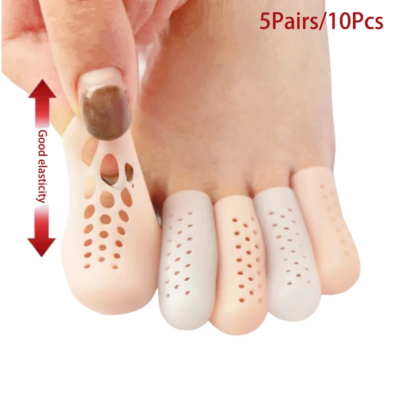 5pair Foot Care Silicone Finger Toe Cap Protector Cover Thumb Sleeve Corn Blisters Pain Relief Tube Bunion Correction