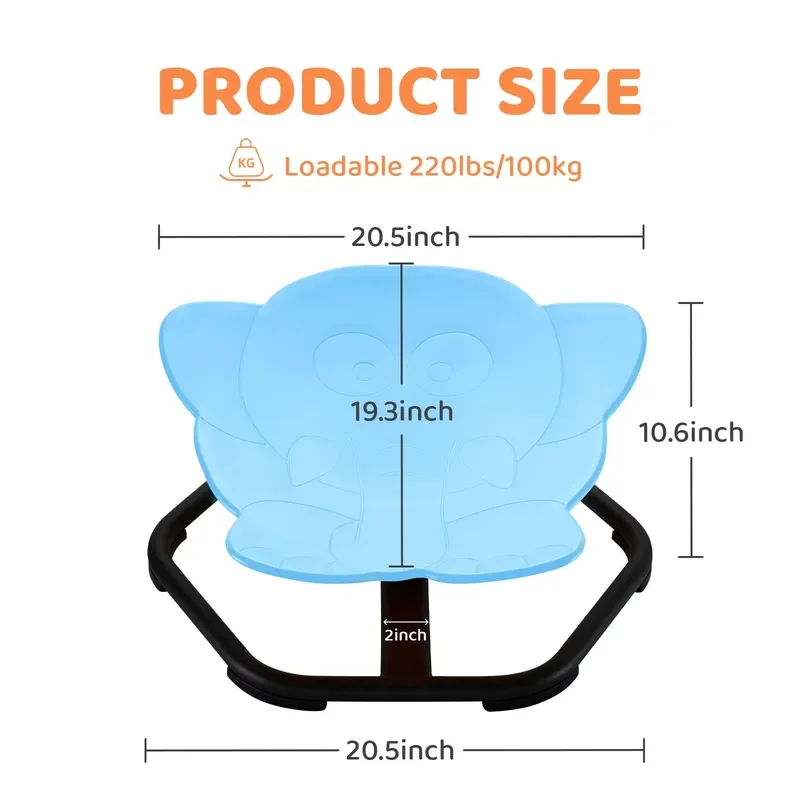 Kids Active Autism Educational Swivel Chair Toddler Sit Spin Toys Sensory Rotating Stool Non-Slip Plastic Metal Base Rocking