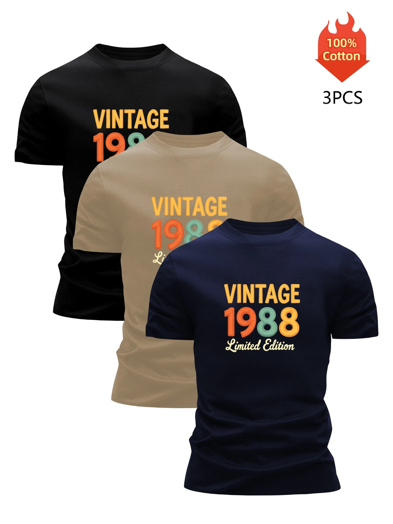 3 Pack Mens 100 Cotton Graphic Tees Casual Summer Breathable Cool High Quality Trendy Tops Streetwear Essentials