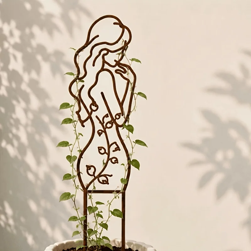 Vintage-Pflanzgitter aus Eisen im Used-Look, minimalistische Kunst-Pflanzenstütze für Rosen und Klematis, Gartendekoration, Geschenk für Pflanzenliebhaber – Detail 1