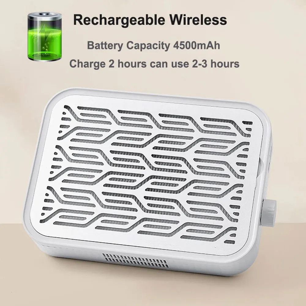 Aspirador de pó sem escova com turbina sem fio, com filtros removíveis, velocidade ajustável, 48w, coletor de pó de unhas, baixo ruído