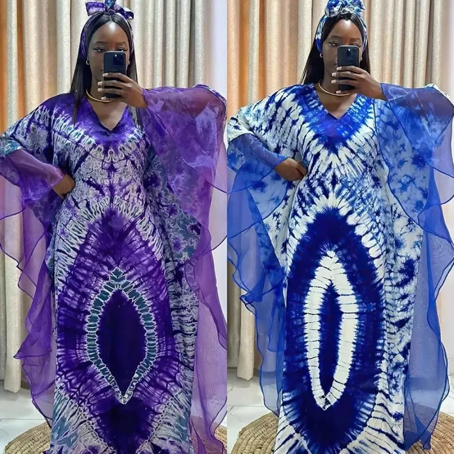 

Ethnic Bohemian Print Oversize African Dresses for Women Summer Mesh Robe Scarf Turban Dashiki Ankara Africa Clothing Kaftan New