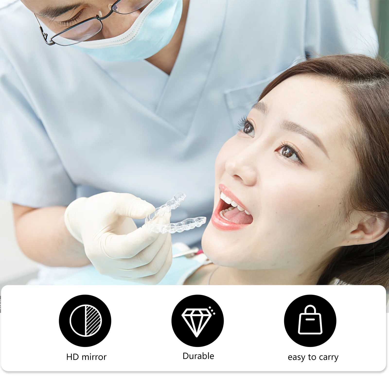 

1 pc Denture Storage Box Portable Retainer Case with Mirror for False Teeth Travel Hygiene Compact Black Storage Solution