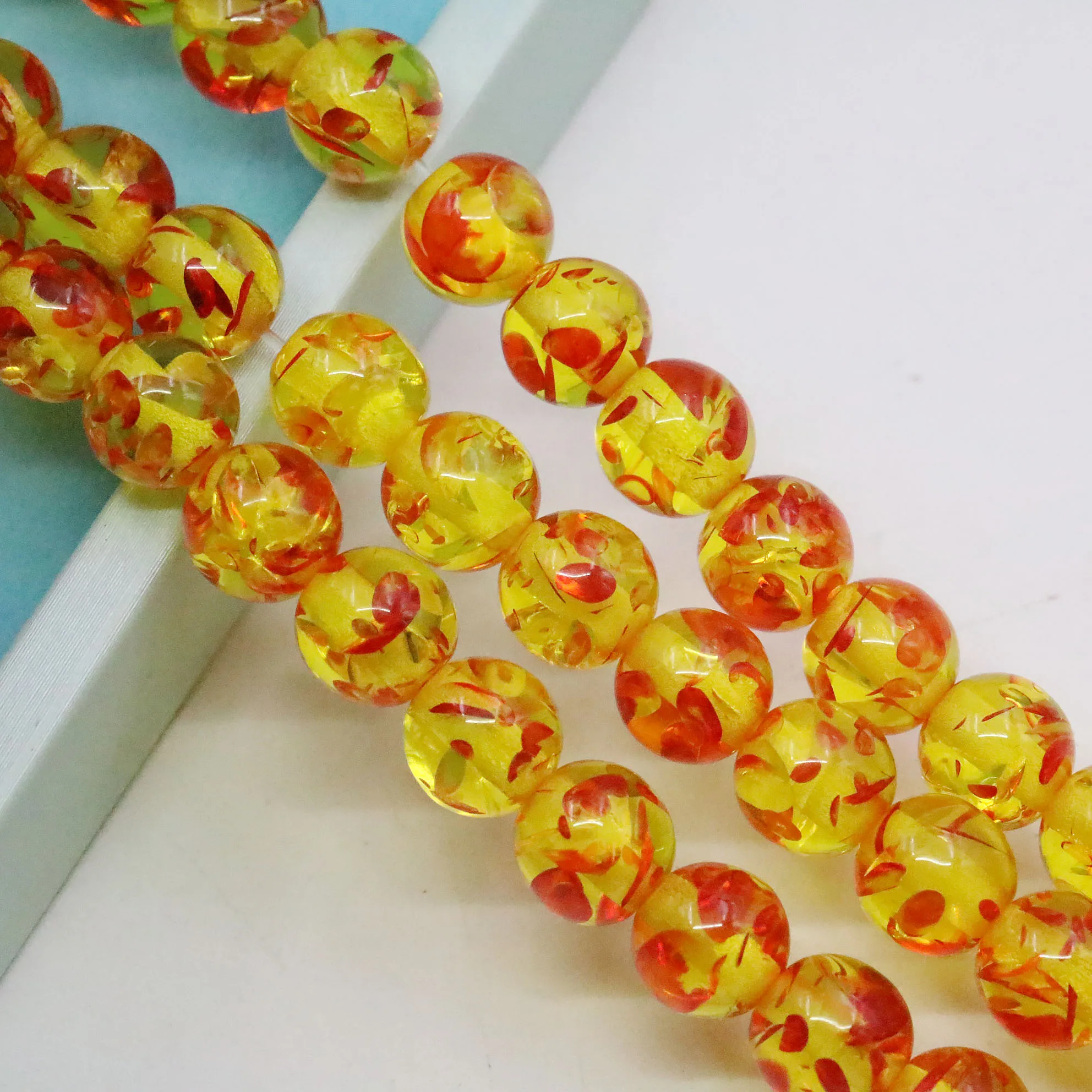 8mm Erythema Round Resin Imitation Beeswax Loose Beads Yellow Ambers Hand Made Jewelry Making Design DIY Accessory Parts