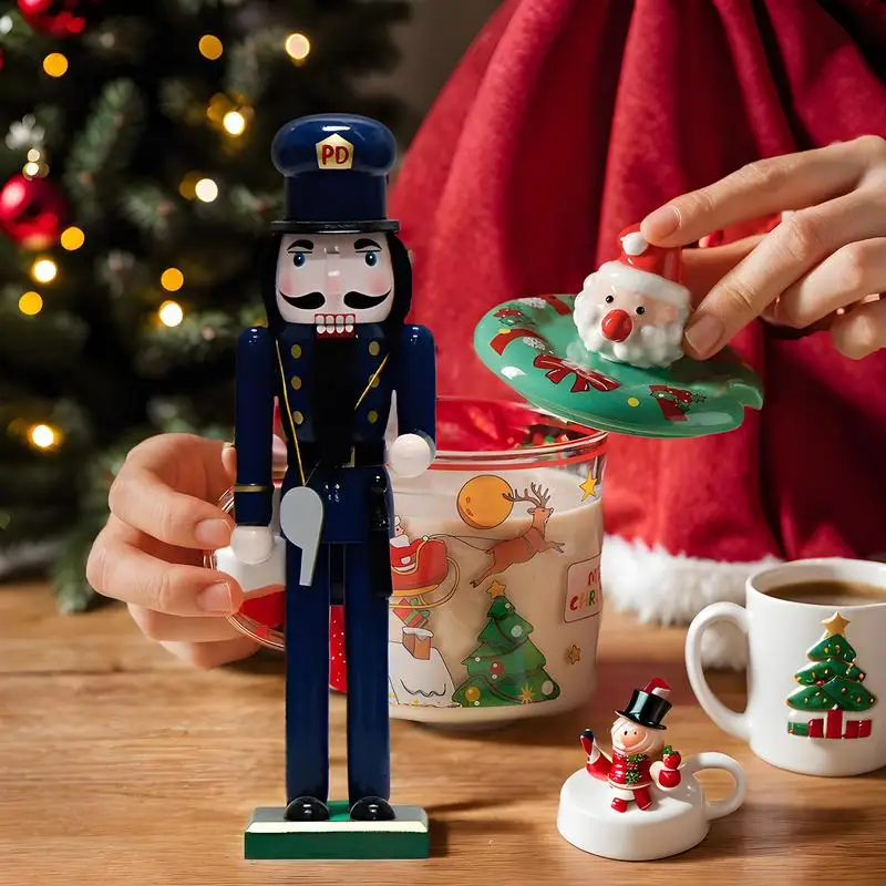 Christmas Nutcracker Policeman Theme Christmas Nutcracker Figurine Christmas Nutcracker Ornaments 14 Inch Wooden Nutcracker