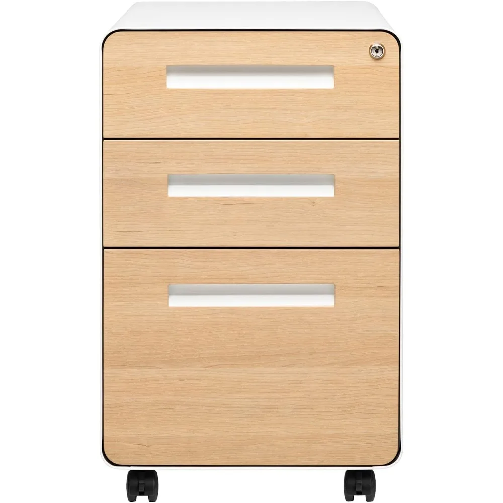 خزانة تخزين معدنية للأثاث، خزانة ملفات ذات 3 أدراج مع قفل - خزانة ملفات معدنية تحت المكتب، قانوني/حرف #4