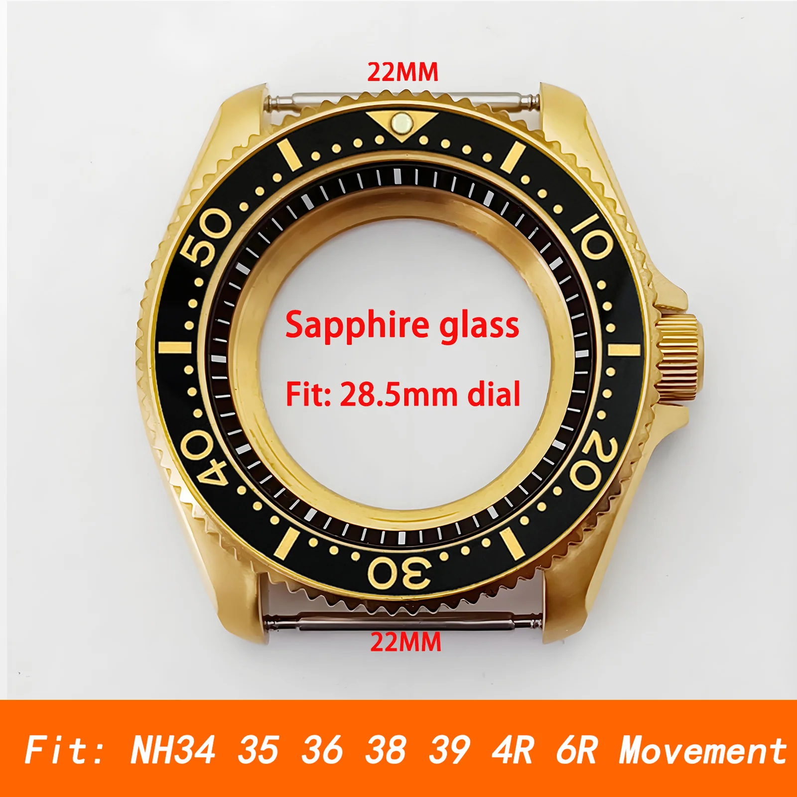 

Mod Gold SKX007 Case NH35 Case Ceramic Insert Sapphire Crystal Glass Crown 3.0 Stainless Steel Watch Case