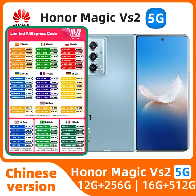 Honor Magic Vs2 Vs 2 Folded Screen 5G Mobile Phone 12GB 16GB RAM 256GB/512GB ROM 5000mAh  Android NFC used phone