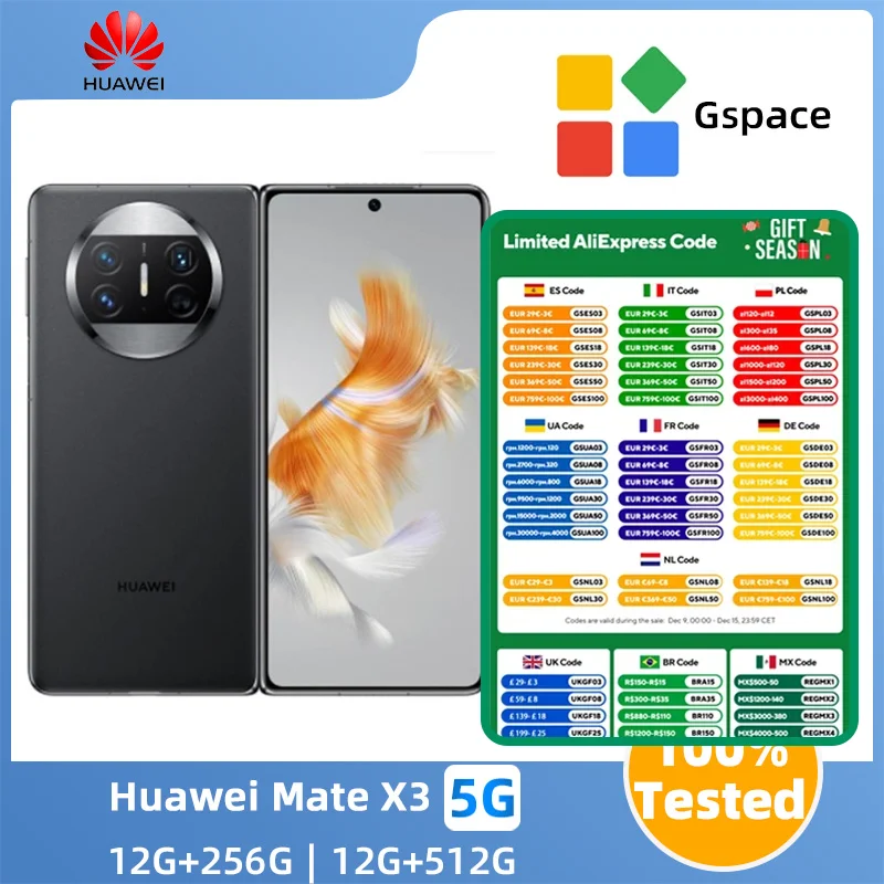 Huawei Mate X3 4g SmartPhone 50MP Camera 5060mAh 66W Charge HarmonyOS Snapdragon 8+ 7.85“ Fold OLED Screen Original Used Phone