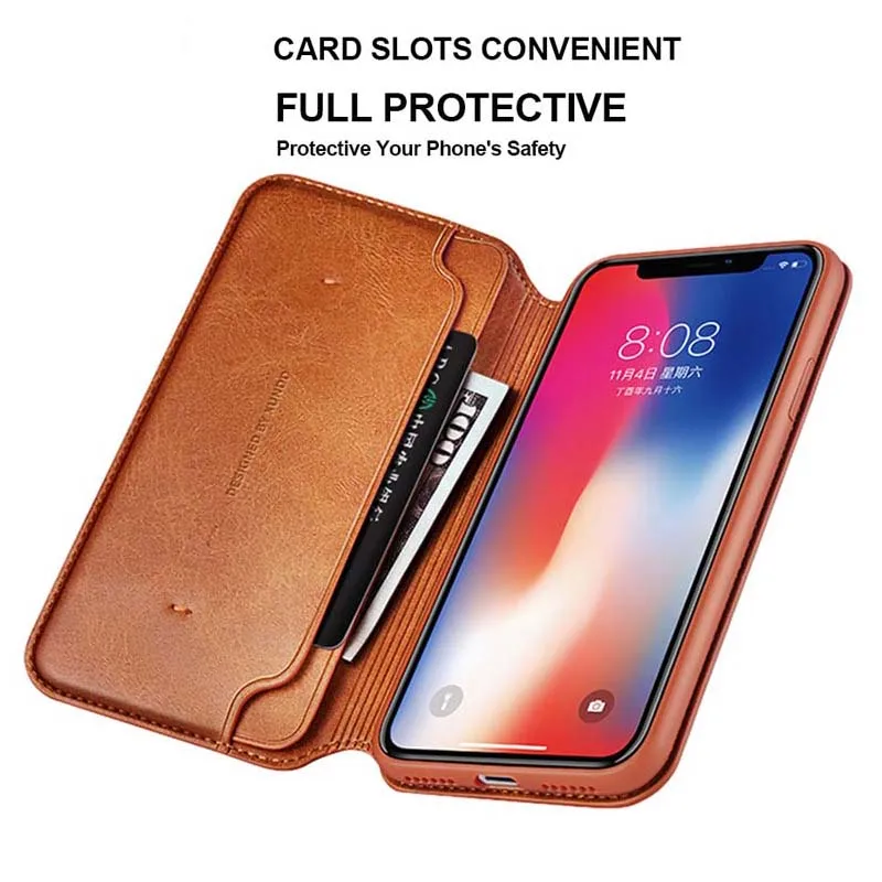 For iPhone XS Case XUNDD Luxury Retro Leather Case Wallet Case Flip Cover for iPhone X Mobile Phone Bag with Card карманный