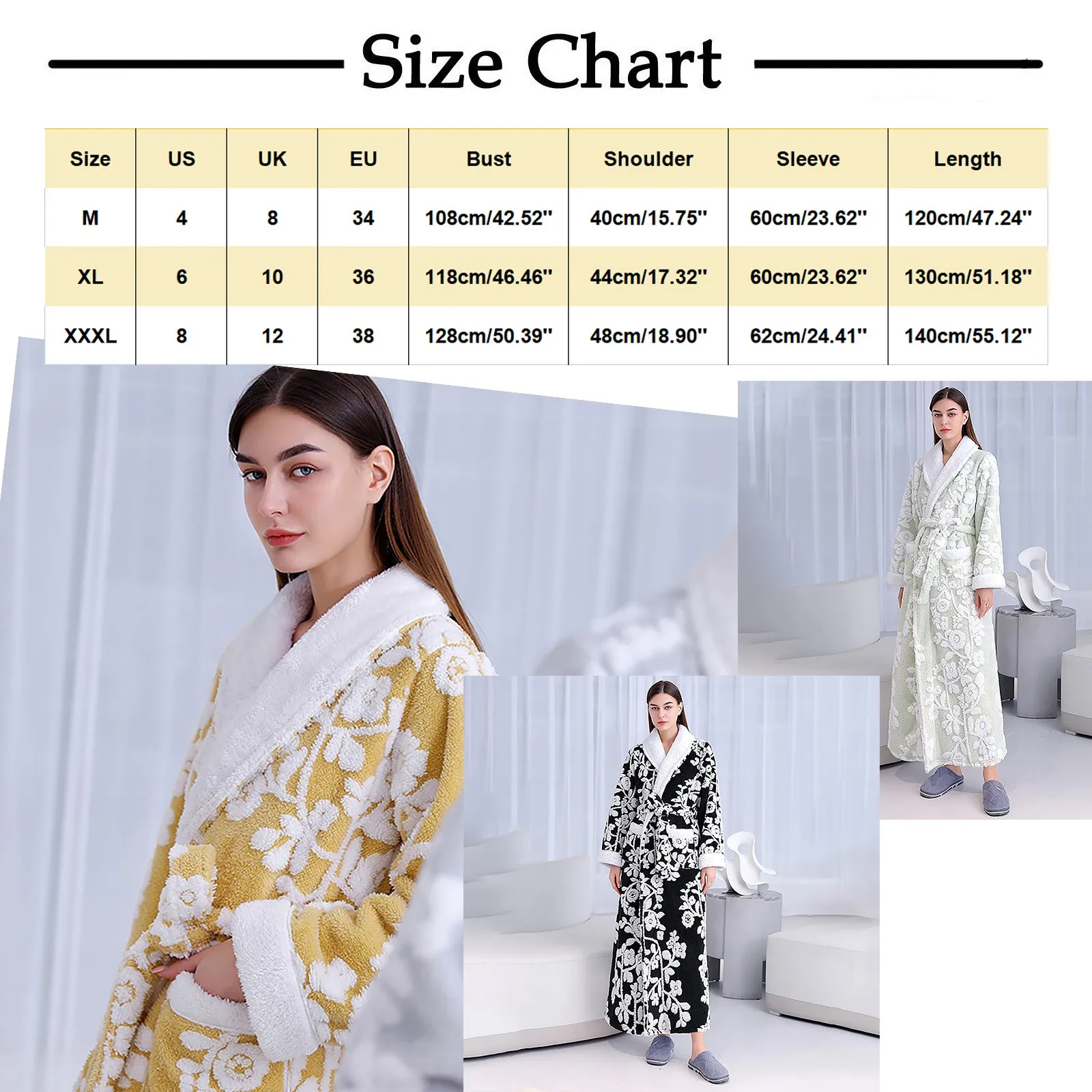 Women Flannel Bathrobe Plush Coat Winter Cozy Housecoat Loungewear Comfortable Thicken Warm Casual Sleepwear Soft Nightgown Spa