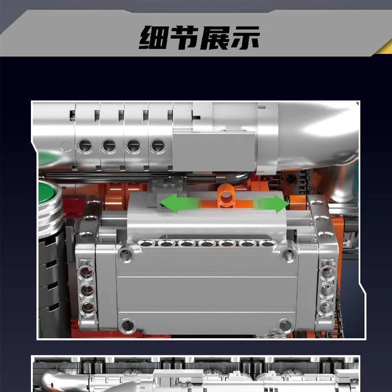 Mould King 10200 MOC Motore tecnico per camion e tecnologia del modello di trasmissione I blocchi di costruzione include motore e scatola batteria