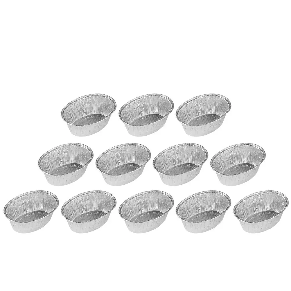 

125Pcs Tin Foil Bowls Oval Shaped Disposable Baking Tray High Temperature Resistance Stackable for Bbq Oven Freezer Storage Use
