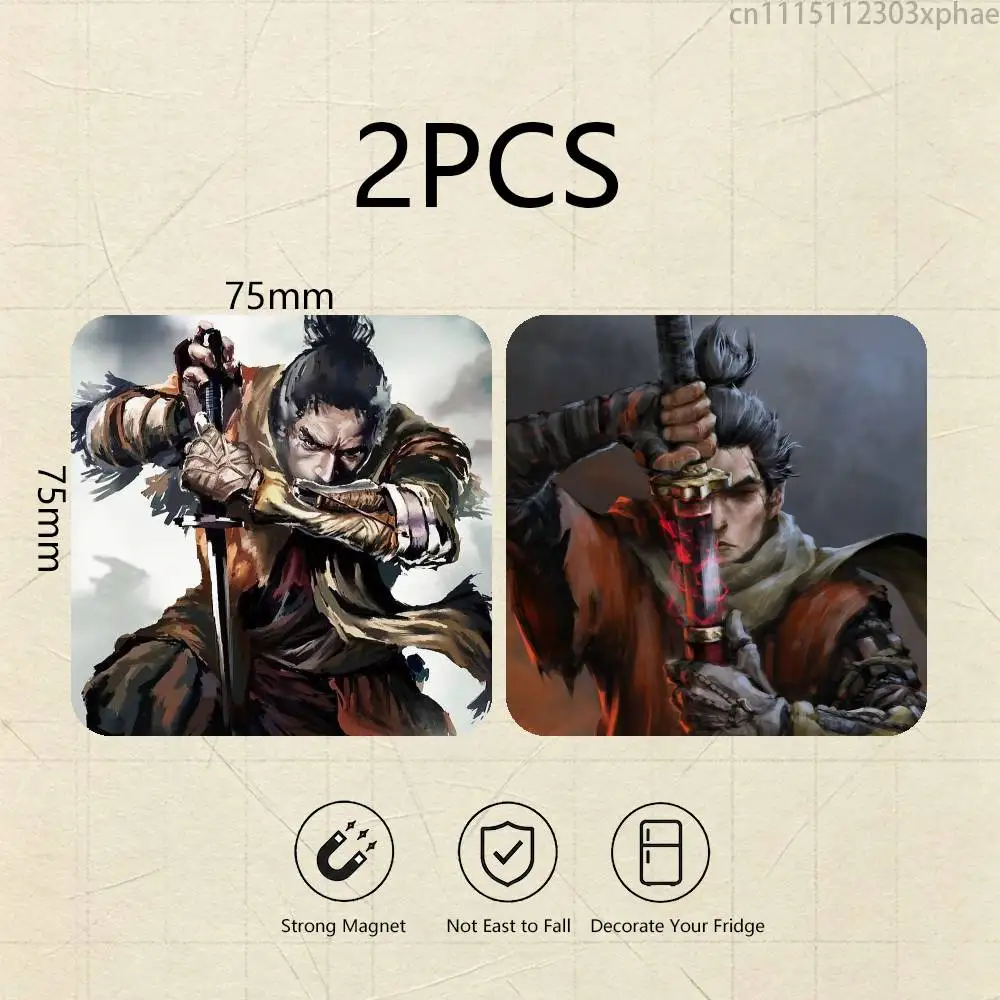 Game S-Sekiro Shadow Die Twice 2-Pack Set Refrigerator Magnets, Soft Magnetic Heat Transfer Refrigerator Magnets Gift