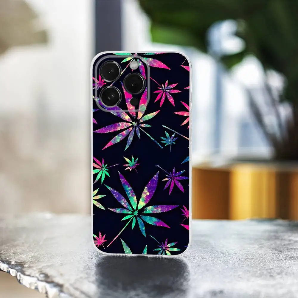 Color Art High Weed telefoonhoesje voor iPhone 16,15,14,13,12,11 Pro,Max,Plus,X,XS,XR,SE,Mini transparante zachte hoes