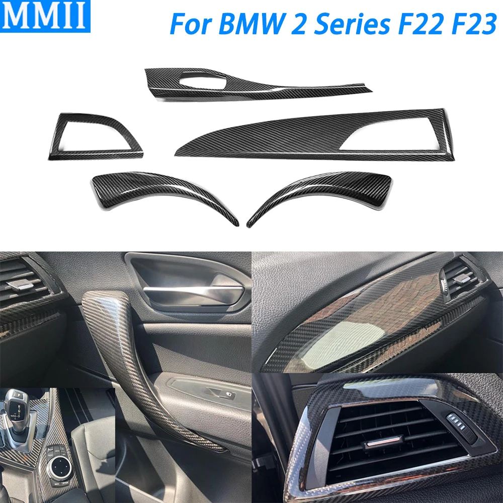 For BMW 2 Series F22 F23 2014-2017 Real Dry Carbon Fiber Dashboard Air Outlet Door Armrest Suit Car Modification Accessories