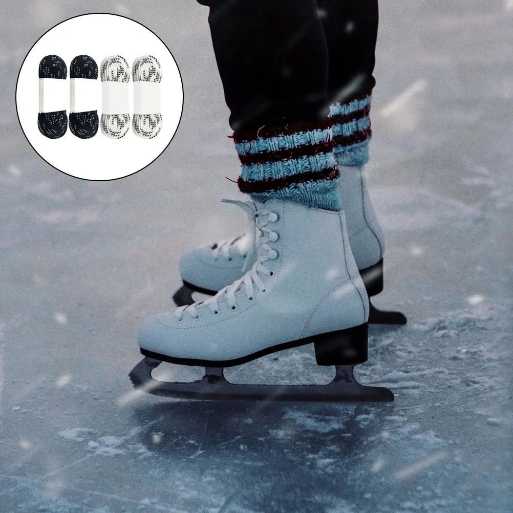 

2Pairs Ice Hockey Skates Laces Anti-Freezing Sports Shoelaces Flat Polyester Ties Hockey Skates Shoelaces Flat Shoelace