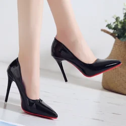 Plus Size Women Shoes Fashion Pointed Toe Platform Heels Patent Leather Dress High Heels Women Pumps Mary Jane Shoes Red Heels