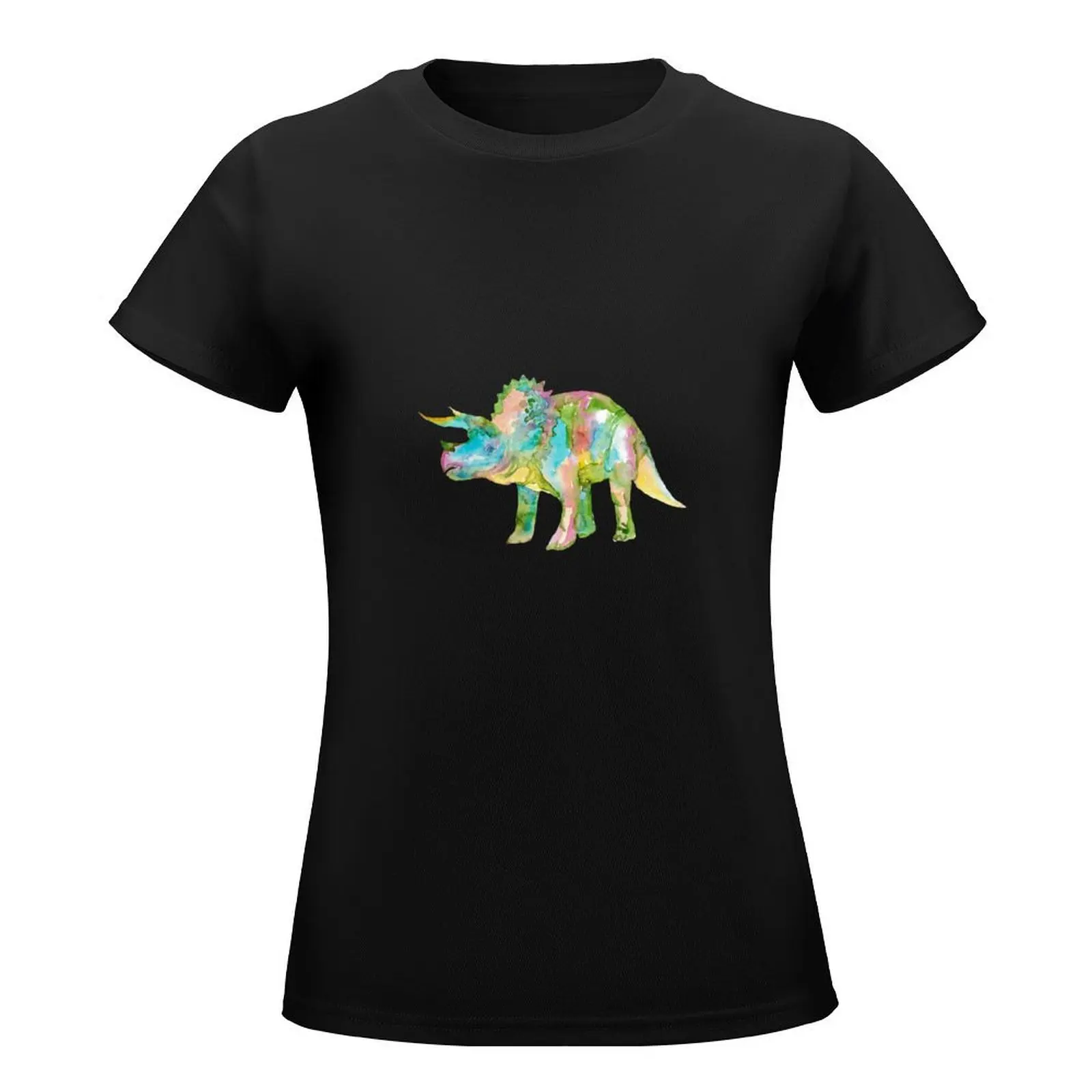 Triceratops dinosaur painting watercolour T-Shirt cute tops sublime customs design your own funny t shirts for Womens