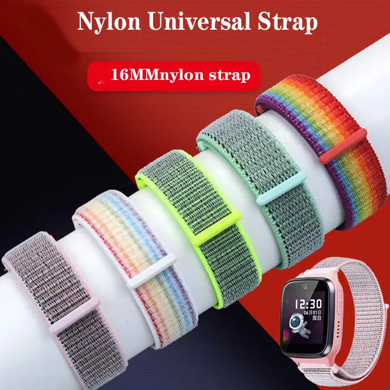 16MM Universal Kids Smart Sport Watch Band nylon Strap Adjustable Wristwatch Replacement Strap comfortable Children Watch Straps