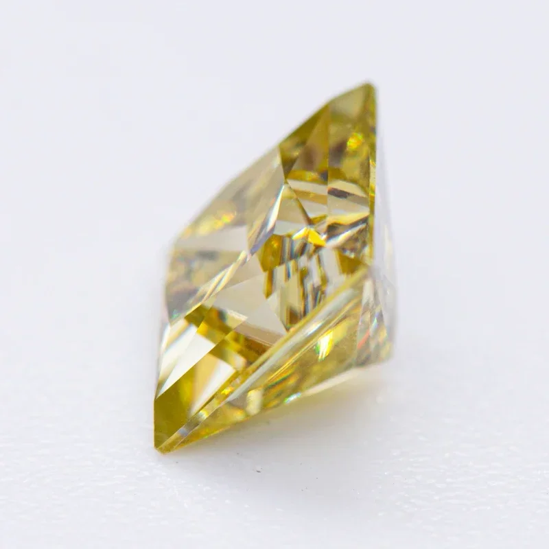 Moissanite Stone Princess Cut Lemon Yellow Color Lab Grown Diamond Gemstone Charms Jewelry for Woman with GRA Certificate