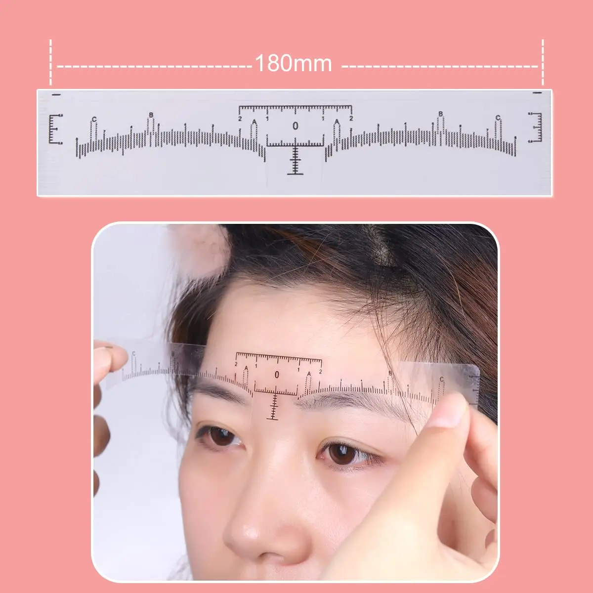 10er-Pack Augenbrauen-Lineal, KINGMAS Einweg-Augenbrauen-Lineal Microblading Selbstklebende Augenbrauen-Schablone Messwerkzeug – Detail 3