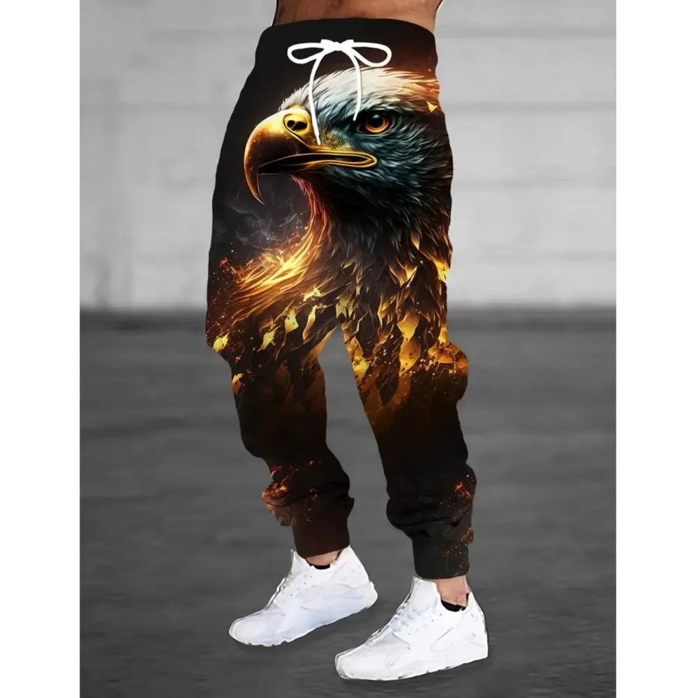 

2026 new men's casual pants 3D Oriental Dragon printed jogging pants 100% polyester fiber light elastic rope pocket sports pants